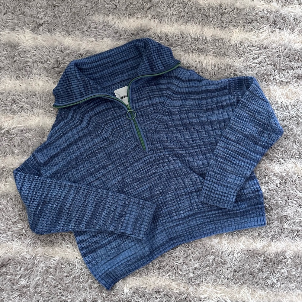 Aerie blue cozy quarter zip pullover sweatshirt size small